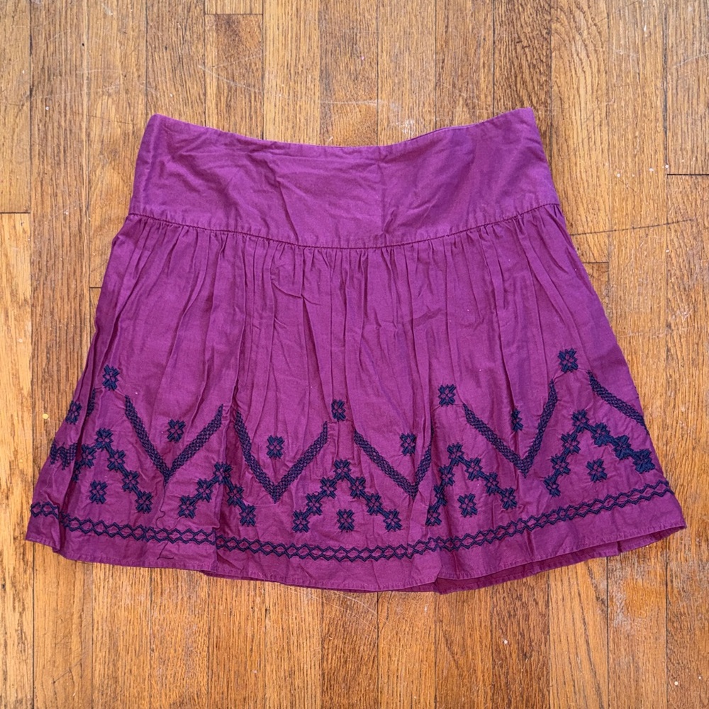 Kimchi Blue Plum Mini Skirt with Navy Embroidery